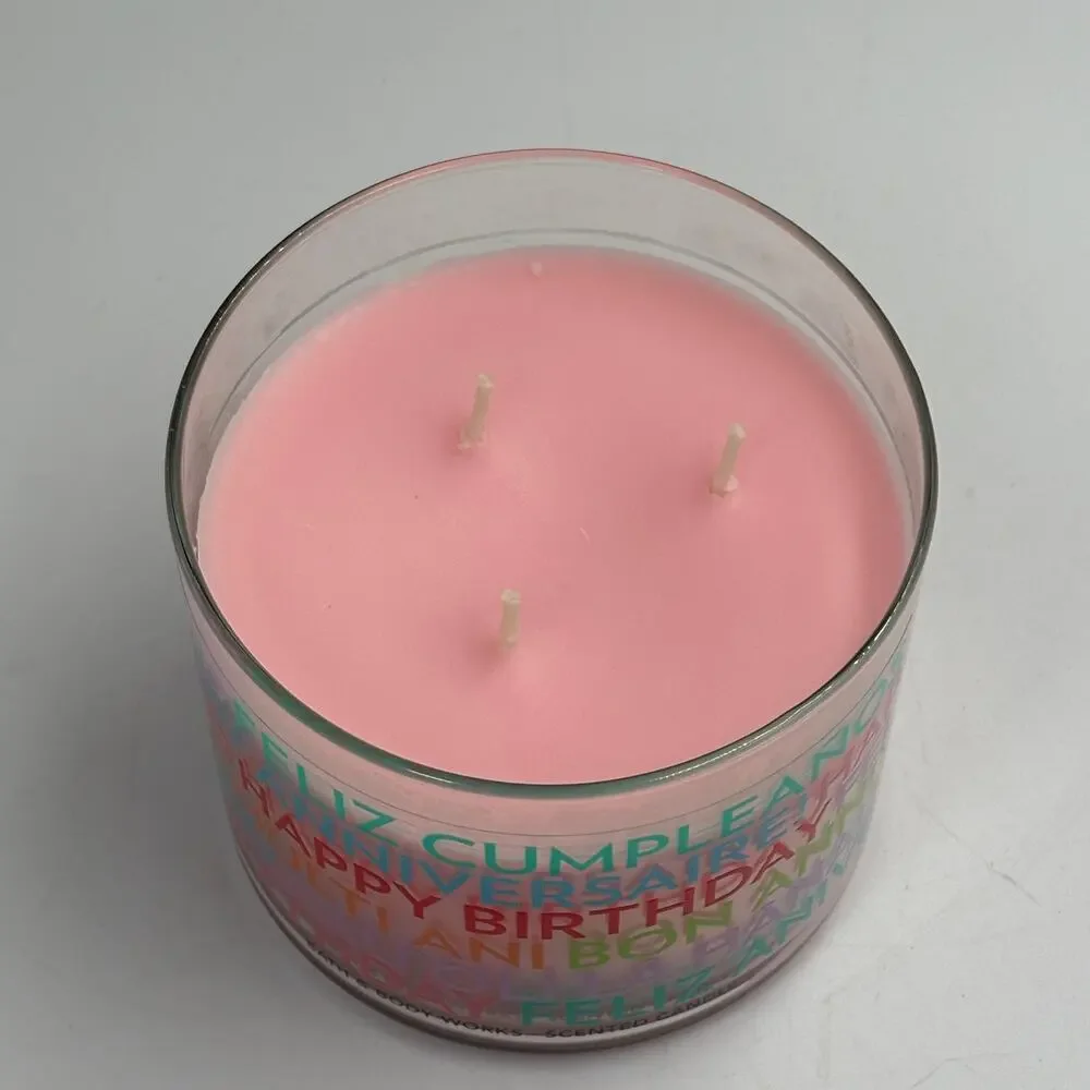 Bath & Body Works Happy Birthday 3-Wick Candle Cranberry Pear Bellini 14.5 oz